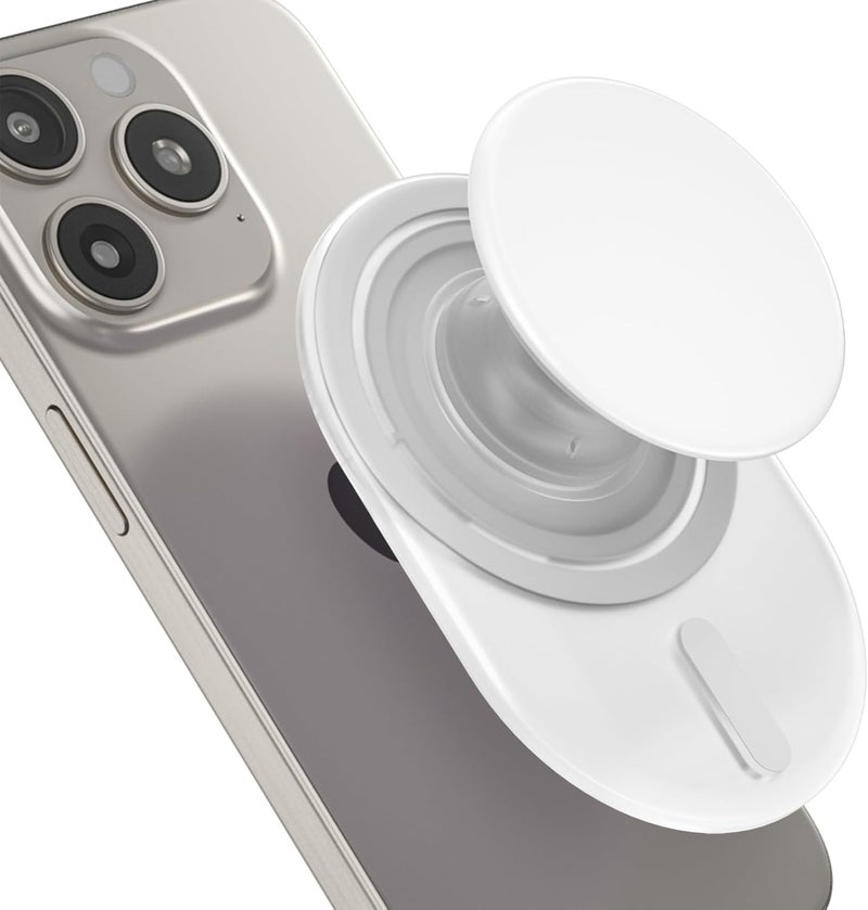 AUROX Magnetic Phone Grip Holder for Magsafe Phone Grips, Expandable Collapsible Phone Grip Stand Holder with Kickstand for Magsafe Stand Compatible for iPhone 17 16 15 14 13 Series, Transparent White - Image 1